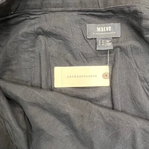 Maeve Anthropologie Black White Leaf Embroidered Pencil Skirt Size 12 NWT - Picture 3 of 10